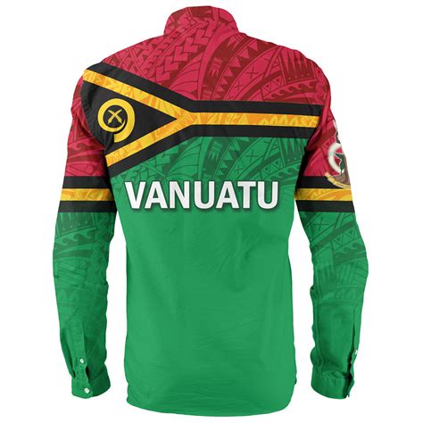 Vanuatu Long Sleeve Shirt Flag Color With Traditional Patterns