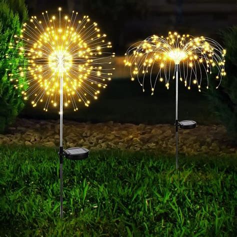 Pcs Lampes Solaires Feu D Artifice Led Fil De Cuivre Ip