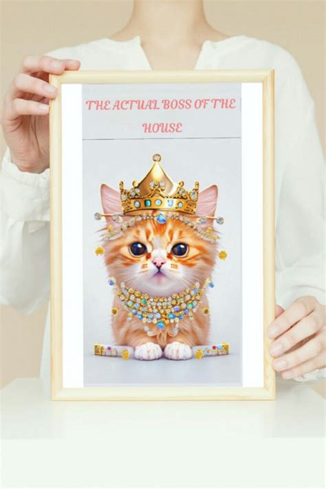 Cute Cat Printable Wall Art With Text The Actual Boss Of The House