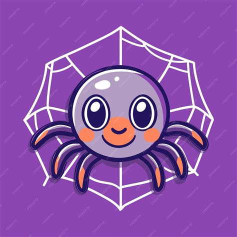 Cute Spider With Net Cartoon Illustration Animal Nature on spider web cartoon isolated vector ...