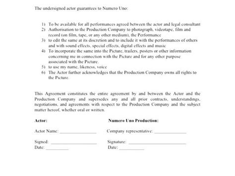 Actor Contract Template 6 Artist Performance Contract Template Utueu