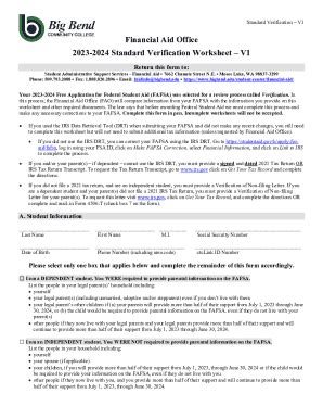 Fillable Online Financial Aid Office Standard Verification