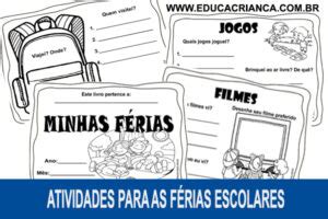 Atividades para as férias escolares Livrinho e dicas Educa Criança