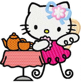 Hello Kitty Tea Party machine embroidery design