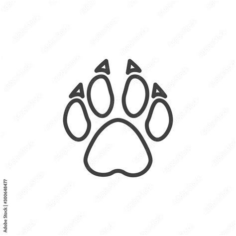 Wolf paw print line icon. linear style sign for mobile concept and web ...