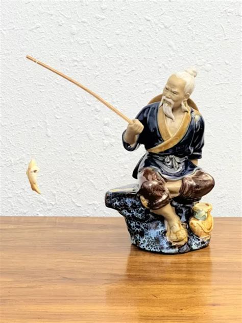 Vintage Ceramic Pottery Chinese Shiwan Mudman Fisherman Figurine W