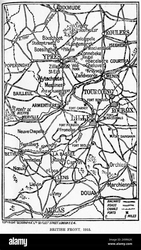 Map Of The Brtiish Front In World War One From The British Campaign In