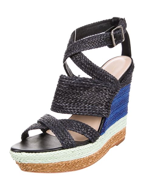 Loeffler Randall Raffia Wedge Sandals Blue Sandals Shoes Wlf25262 The Realreal