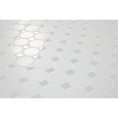 Daltile Octagon And Dot Matte White With Gray Dot 12 In X 12 In