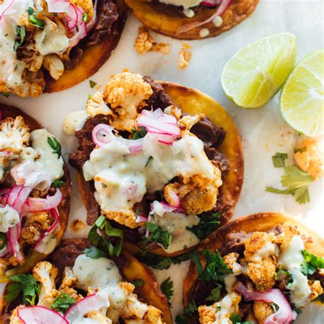 Cauliflower Black Bean Tostadas With Queso And Pickled Onion Recipe