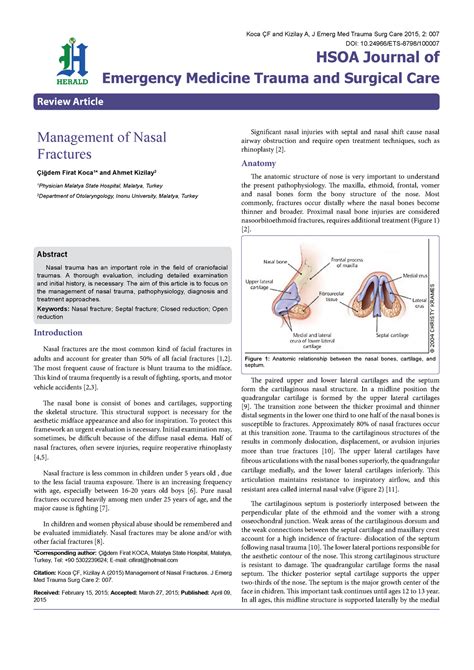 Management Of Nasal Fractures Introduction Nasal Fractures Are The