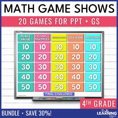 4th Grade Math Game Show Bundle All Standards Test Prep Review Activities