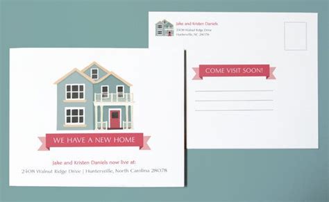 New Home Announcement Postcard Cute Moving Announcement Etsy New