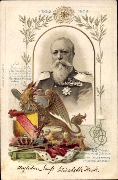 Wappen Litho Gro Herzog Friedrich Von Baden Portrait Akpool De