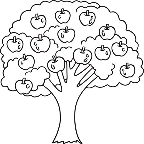 Apple Tree Isolated Coloring Page for Kids 8209178 Vector Art at Vecteezy