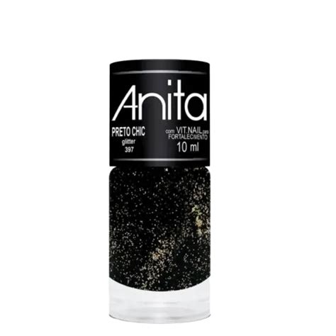 Esmalte Glitter Preto Chic Anita 10ml