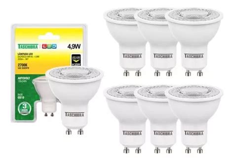 Kit 7 Lâmpadas Dicróica Led Tdl 35 Cor Quente Taschibra Luz Branco