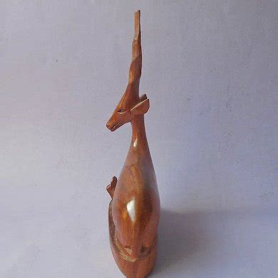 Mid Century Carved Wood Gazelle Antelope Deer Vintage African Mother