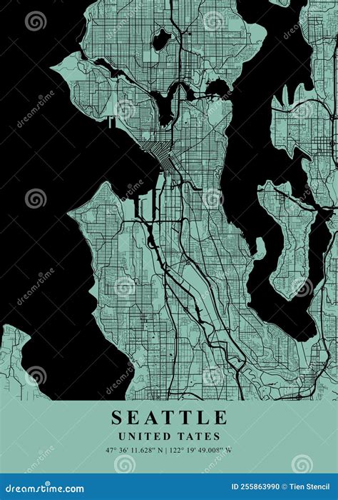 Seattle United States Sea Plane Map Stock Illustration Illustration