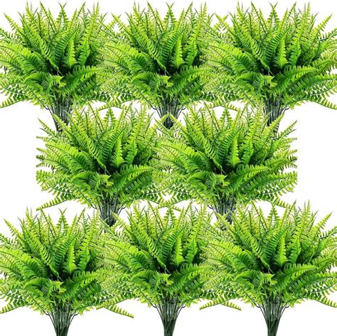 Bundles Artificial Ferns Fake Boston Fern Plants Greenery Outdoor Uv