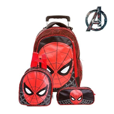 Kit Mochila Rodinhas Homem Aranha Pontofrio