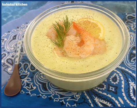 Kahakai Kitchen Inas Chilled Cucumber Soup With Shrimp For Souper