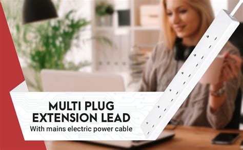 6 Way Multi Plug Extension Lead 5m Power Strip 6 Socket Extension