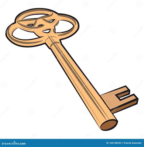 A Golden Vintage Key Vector Or Color Illustration Stock Vector