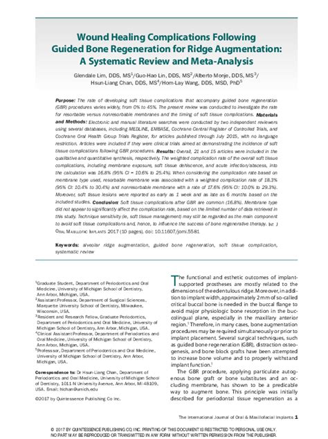 (PDF) Wound Healing Complications Following Guided Bone Regeneration for Ridge Augmentation: A ...