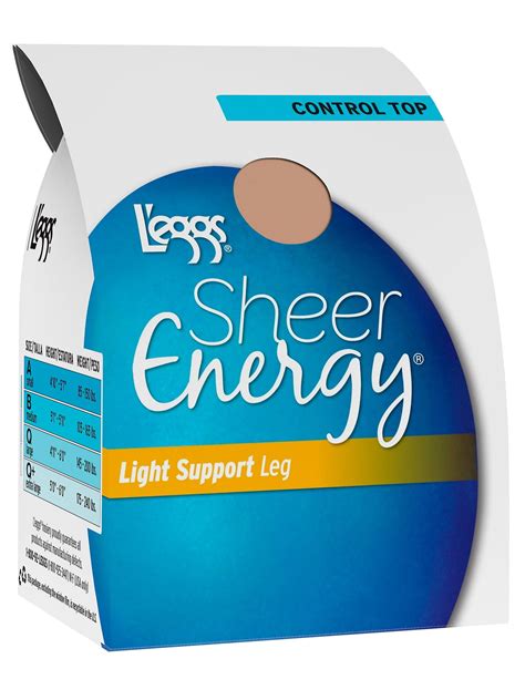 L Eggs Sheer Energy Light Support Leg Control Top Toe Pantyhose Pack Nude Q Women S