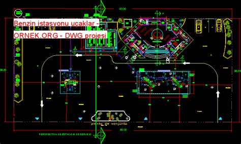 Proje Sitesi Benzin Istasyonu Uçaklar Autocad Projesi