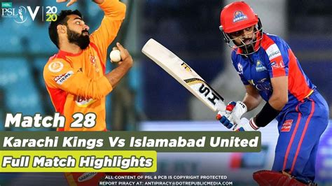 Islamabad United Vs Karachi Kings Full Match Highlights Match