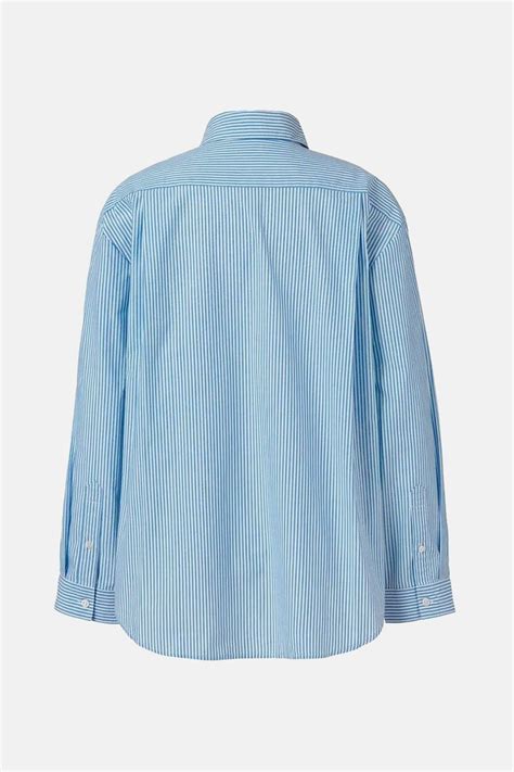 Buy Tchibo Women Spread Neck Long Sleeves Stripe Print Shirt Blue White