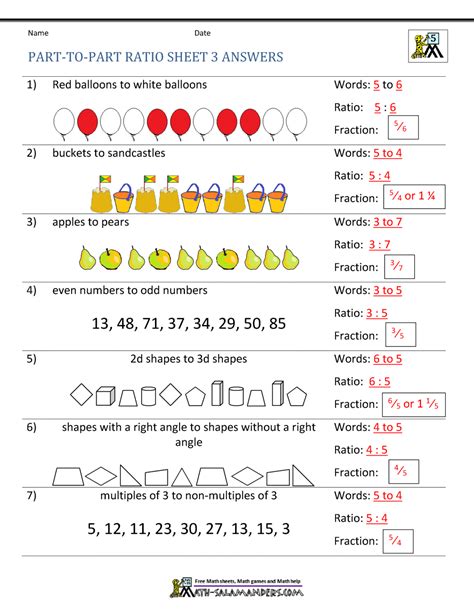 Ratio Part To Part Worksheet