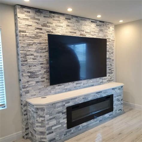 Modern Stone Tv Wall Design Ideas Youll Love Stone Fireplace Tv Wall
