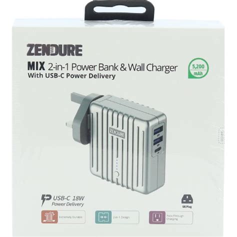 Zendure Mix Power Bank Charger Quick Charge 5200 Mah 3 Usb 2x Usb1x