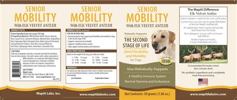 Elk Velvet Antler Senior Mobility Supplement For Dogs Wapiti Labs Inc