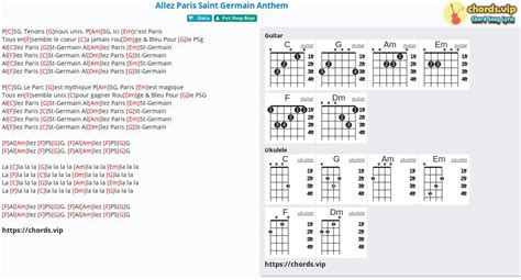 Chord Allez Paris Saint Germain Anthem Tab Song Lyric Sheet