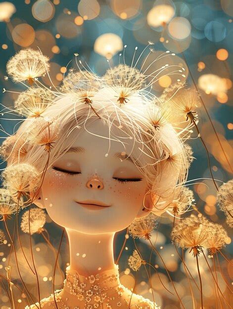 Premium Photo Animated Character With Dandelion Seeds In Hair