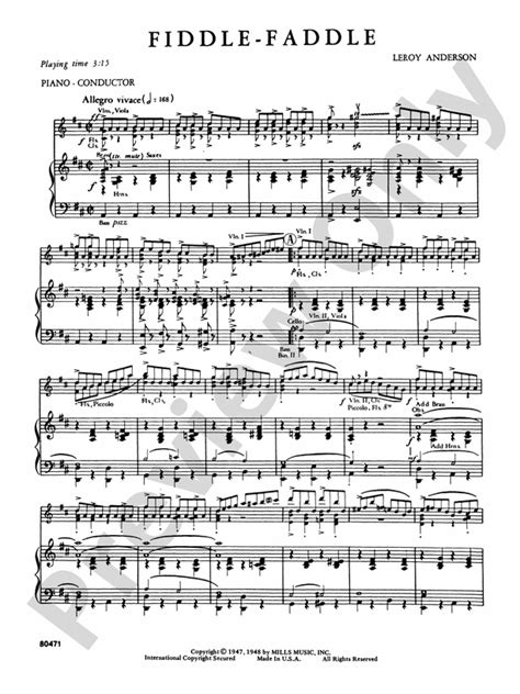 Fiddle-Faddle: Full Orchestra Conductor Score & Parts: Leroy Anderson - Digital Sheet Music Download