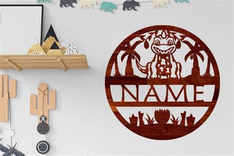 Nursery Dinosaur Name Sign Laser Cut Svg Gráfico Por Art Hub · Creative