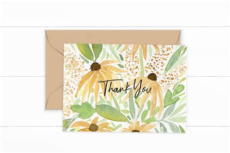 Sunflower Thank You Cards Printable Cards Flower Thank You - Etsy