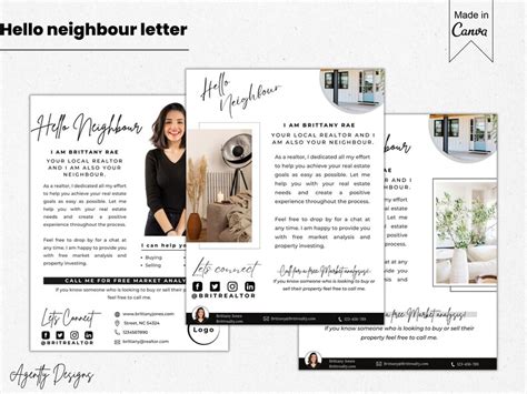 Hello Neighbor Letter Realtor Farming Flyer Thinking Of Selling Real