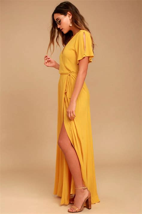 Much Obliged Golden Yellow Wrap Maxi Dress Yellow Maxi Dress Yellow