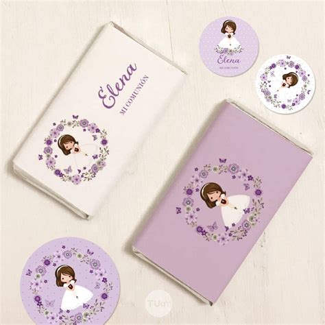 Kit Imprimible Bautismo Comuni N Nena Flores Lilas Tukit