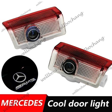 2x Led Car Door Warning Light Logo Projector Decorative Signal Lamp For Mercedes Benz E Class