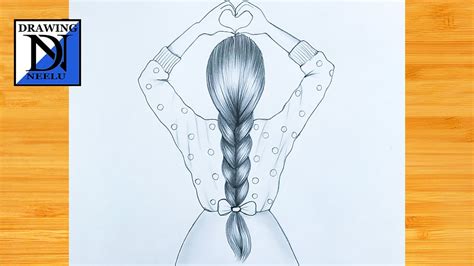 How To Draw A Girl Backside Braid Hairstyle Step By Step Pencil