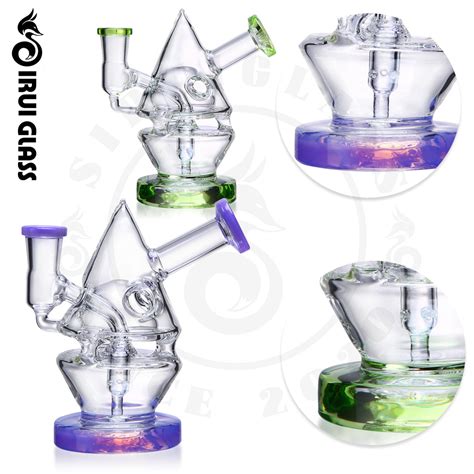 Sirui Mini Recycler China Wholesale Glass Smoking Water Pipe Dry Herb Dab Rig Purple Green Color