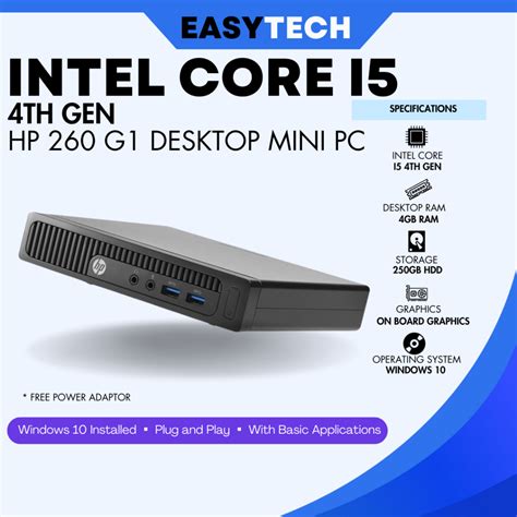 Easytech Intel Core I5 4th Gen 4gb Ram Ddr3 250gb Hdd Hp 206 G1 Desktop Mini Pc Used Shopee