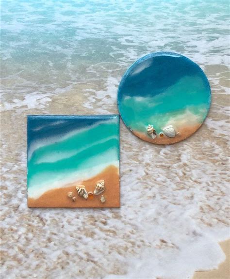 Fun Coastal Beach Magnets Set Of Two For Home Or Office Resin Etsy Beach Art Framed Beach